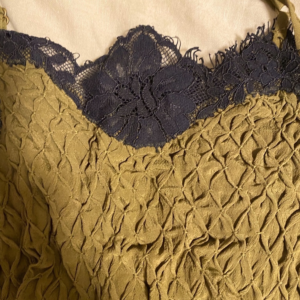 Green and black lace top